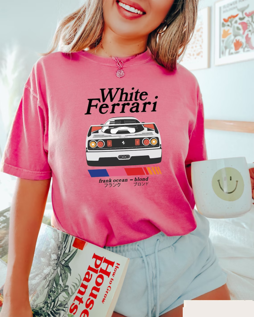 Frank Ocean BLOND WHITE FERRAR!, Blond Album, Retro Style Ferrari, Trends Original Design, Scuderia Ferrari, Inspired Graphic Tee, Ferrari