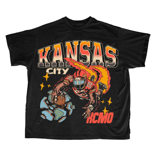 Kansas City Football T Shirt | Kansas City Graphic Bootleg T Shirt | Vintage Kansas City Football | Vintage Kansas Football