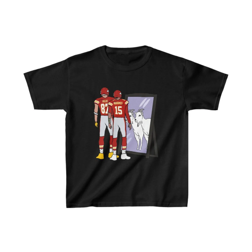 Kid’s T-Shirt Travis Kelce and Patrick Mahomes Mirror GOAT Shirt YOUTH