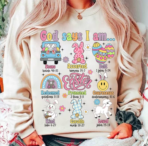 God Says I Am Easter PNG, Christian Easter PNG, Easter Shirt Design png, Jesus Easter Sublimation Design, Easter Bible Verse Png