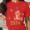 Year of the Dragon, Chinese New Year, Lunar New Year, CNY Tshirt, Dragon apparel, Zodiac Tee, Festive Shirt, Chinese Zodiac, Red and gold, Lunar calendar, Holiday wear, Dragon celebration, Asian inspired