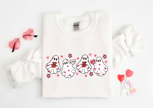 Valentines Ghost Sweatshirt,Cute Ghost Sweater,Spooky Valentine ,Boo Boo Valentine,Valentines Day Gift,Husband Valentines,XOXO Sweatshirt