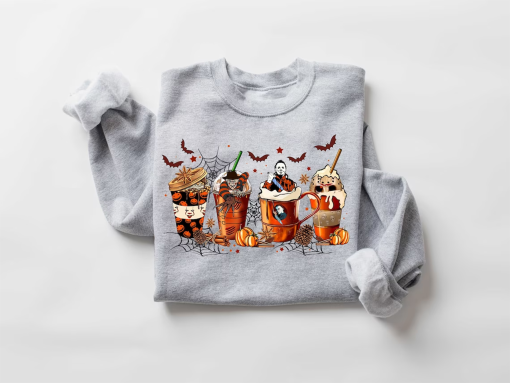 Skeleton Coffee Cups Sweatshirt, Coffee Cups Sweatshirt, Skull Coffee Cup Sweatshirt, Skeleton Halloween Sweatshirt, Coffee Lover Sweatshirt