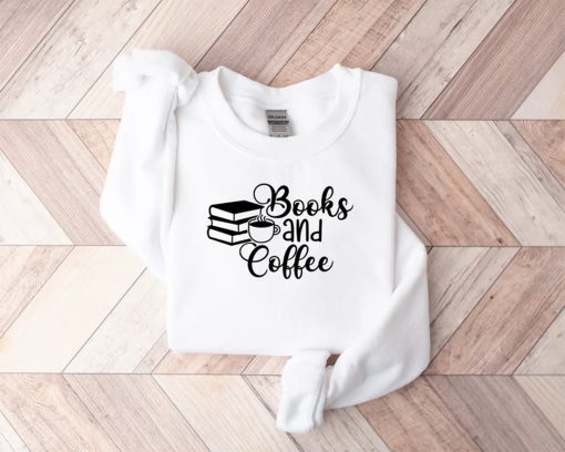 Books and Coffee Sweatshirt, Librarian Hoodies, Teacher Gifts, Bookworm Sweatshirt, Reading Sweatshirt, Book Lover Hoodie, Coffle Lover Gift