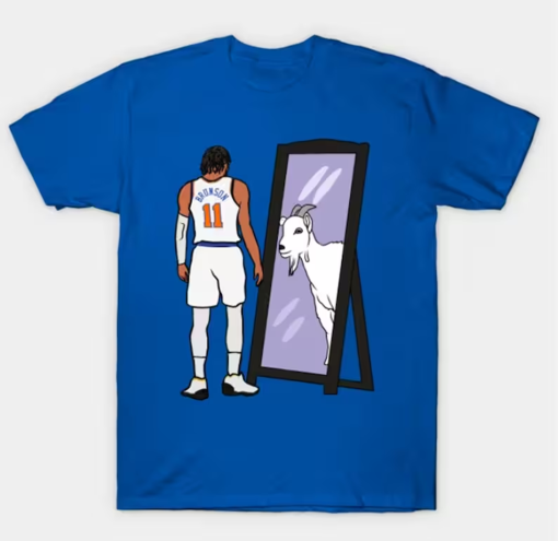 Jalen Brunson Mirror GOAT T-Shirt Sweatshirt Hoodie, Jalen Brunson New York Knicks NBA Shirt Bootleg Homage Tee Gift for Basketball fan