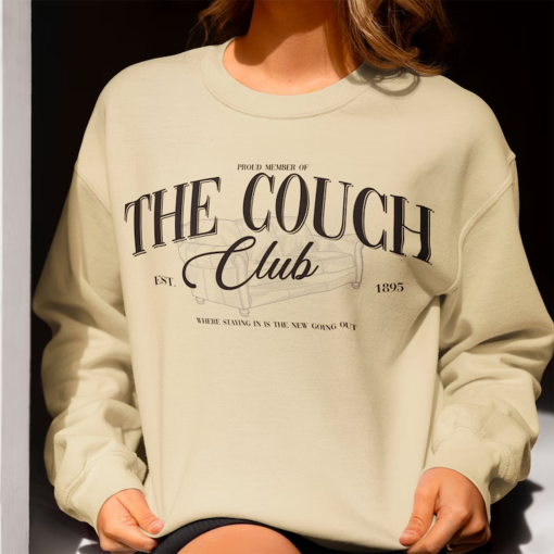 The Couch Club Crewneck Sweatshirt, Funny Sweater, Vintage Retro Aesthetic Shirt, Oversized Shirt, Birthday Gift for Her, Best Friend Gift