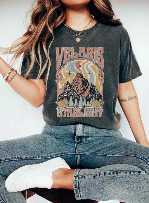 Velaris City Of Starlight Comfort Colors Shirt, ACOTAR Tee, Retro Velaris Shirt, Unisex House Of Wind Book Clothing,Night Court Sarah J Mass