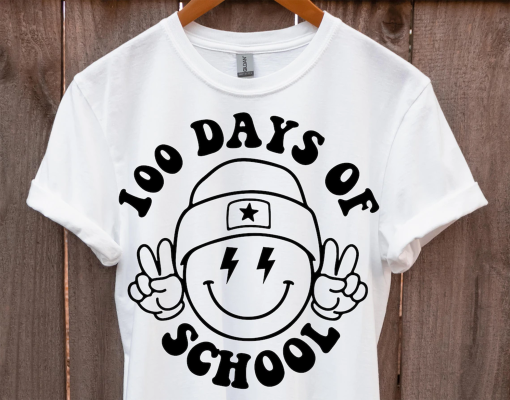 100 days of school SVG, Happy 100 days SVG, Retro Smiley Face Png, 100 days Teacher Shirt, Svg Files for Cricut