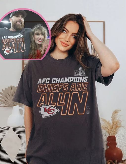 Chiefs Are All In AFC Champions Comfort Colors Shirt, Kansas City Football Shirt, In My Chiefs Era Shirt, Spagnuolo T-Shirt Gift For Fans