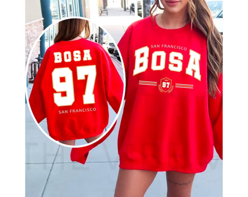 2 Side Nick Bosa Shirt, San Francisco Football Sweatshirt, Bosa 97 SF Football Sweatshirt