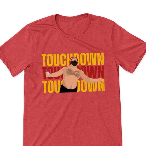 Chiefs – TOUCHDOWN – Jason Kelce Shirtless Shirt , Kansas City- KC over heart , Let’s Go Chiefs Tee, Super Bowl, Kansas City Chiefs