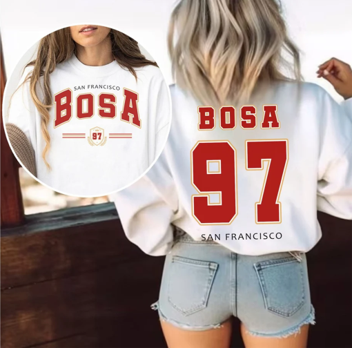 2 Side Nick Bosa Shirt, San Francisco Football Sweatshirt, Bosa 97 SF Football Sweatshirt