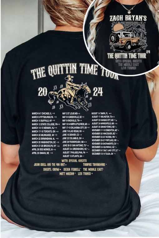 Zach Bryan The Quittin Time Tour 2024 Shirt,Country Music T-shirt,Zach Bryan Tee, Country Music T-shirt,The Quittin Time Tour Shirt