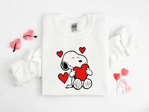 Hugging Heart Snoopy Shirt, Valentine’s Day Tee, Gift for Mom, Gift for Kids, Snoopy Shirt for Kids, Couples Tee, Valentine’s Day Gift