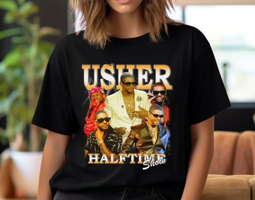 Vintage Bootleg USHER Rap Tee Design, Png Digital Downlaod, DIY Hip-Hop Shirt, Retro Music Fashion, DIY TShirt Iron-On, Halftime Show Png.