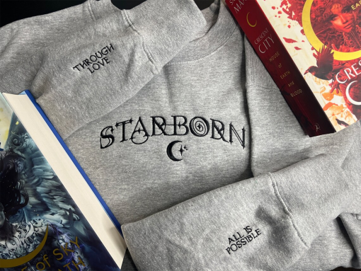 Crescent City Starborn Bryce Quinlan Embroidered Sweatshirt – Crescent City Merch – Hunt Athalar – Through Love, All is possible -SJM ACOTAR