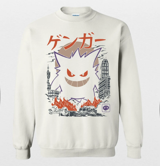 Gengar SWEATSHIRTS | Dark Ghost Kaiju Japanese Style SWEATSHIRTS | Japanese Anime Movie Film Nerd Gaming Novelty Funny Unisex Sweatshirts