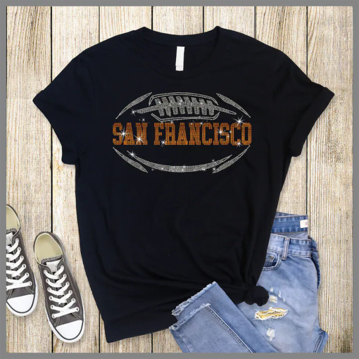 San Francisco football T-shirt Chiefs Shirt, Football Tee, Rhinestone Shirt, 2024 Game Day Shirt, Fan shirt, San Francisco 49ers Football