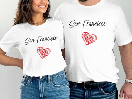 San Francisco Love Heart Graphic Unisex T-Shirt, Trendy City Pride Casual Tee, Perfect Gift for Travel Lovers