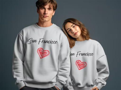 San Francisco Love Heart Graphic Unisex T-Shirt, Trendy City Pride Casual Tee, Perfect Gift for Travel Lovers