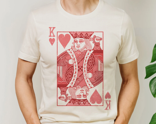 King of Hearts Valentine Shirt Gift for Him, Valentines Day Couples Shirt, Retro Vintage Tee Preppy Crewneck, Gift for Men Valentine Husband