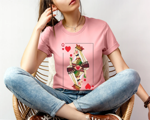 Vintage Queen of Hearts Graphic T- Shirt for Women, Oversized Style Women’s Shirt, Feminist Tee, Playing Cards, Gift For Her