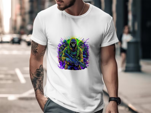 Colorful Gamer Skull T-Shirt, Call of Duty Inspired Hoodie, Neon Graphic Sweatshirt, Unisex Gaming Apparel, Casual Geek Wear