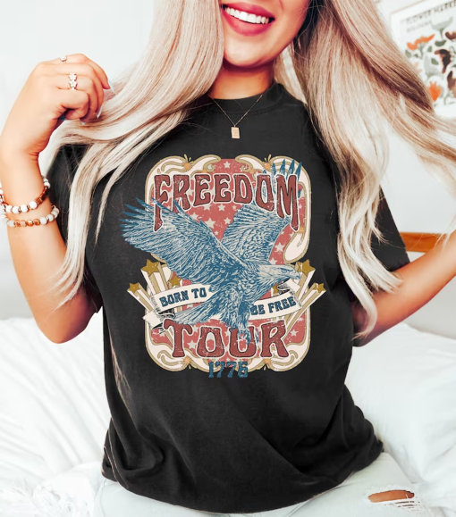 Retro 4th of July Shirt, Freedom Tour, Red White And Blue, Eagle America Shirt, Fourth of July Shirt, Independence Day Tee, Comfort Colors