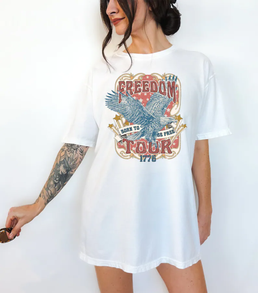 Retro 4th of July Shirt, Freedom Tour, Red White And Blue, Eagle America Shirt, Fourth of July Shirt, Independence Day Tee, Comfort Colors