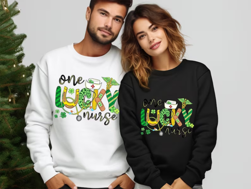 One Lucky Nurse Sweater, St Patricks Day Sweater, lucky varsity ,Lucky Nurse Hoodie, Varsity St Patrick’s Shamrock Sweater, Irish Day Hoodie