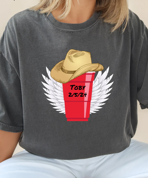 Toby Keith In Memory, Red Solo Cup Wings, Unisex T-Shirt, 90’s Country Fans, Gift For Her, Him, Music Icon, Patriot Cowboy, Legend