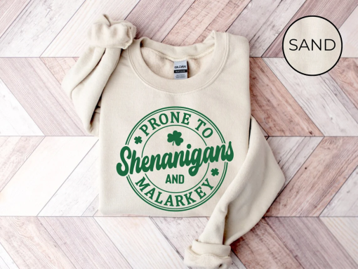 Funny St Patricks Day Sweatshirt, St Patricks Day Sweatshirt, Irish Sweatshirt, St Pattys Sweater, Prone To Shenanigans And Malarkey Sweater