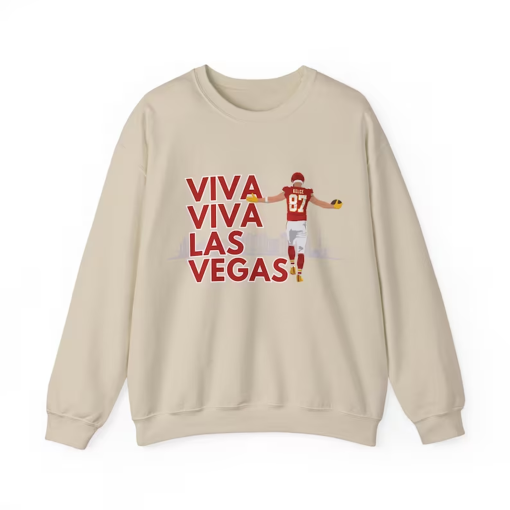 Travis Kelce, Viva Viva Las Vegas, Sweat Shirt, KC football, Tee, 2024 LVIII, Unisex Heavy Blend™ Crewneck Sweatshirt