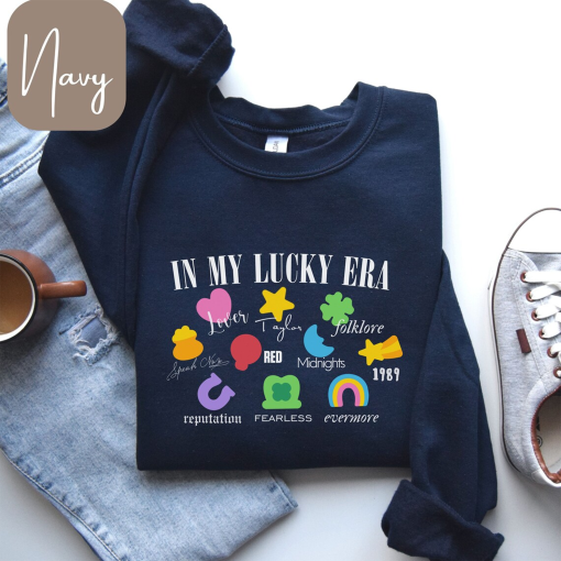 St. Patrick’s Taylor’s Albums Sweatshirt or TShirt, Youth and Adult Sizes, In My Lucky Era, St. Patricks Day Swiftie Merch, Album Covers