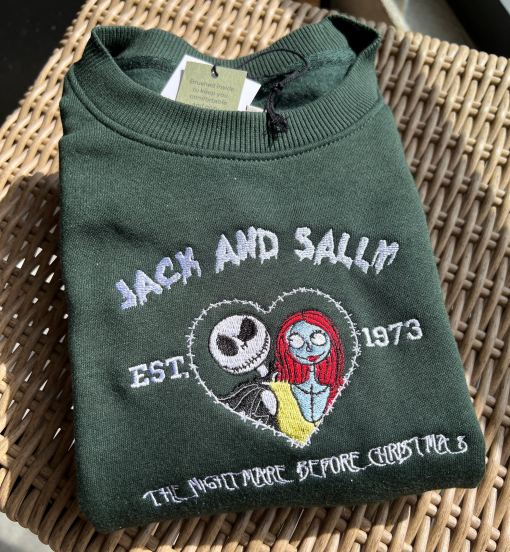 Ja.c.k and S.al.ly Embroidered Sweatshirt, Jack skellington Sweatshirt,Halloween sweatshirt , Halloween Couples, Anniversary Gift