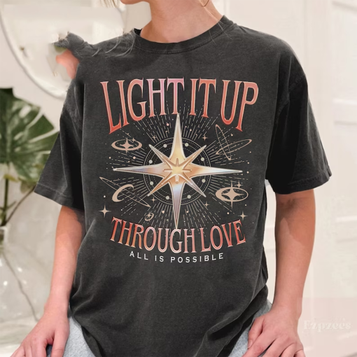 Light It Up Bryce Quinlan Shirt – Comfort Colors Tee, Lunathion Crescent City, BookTok Merch, ‘Through Love All Is Possible’ – Bookish Gifts