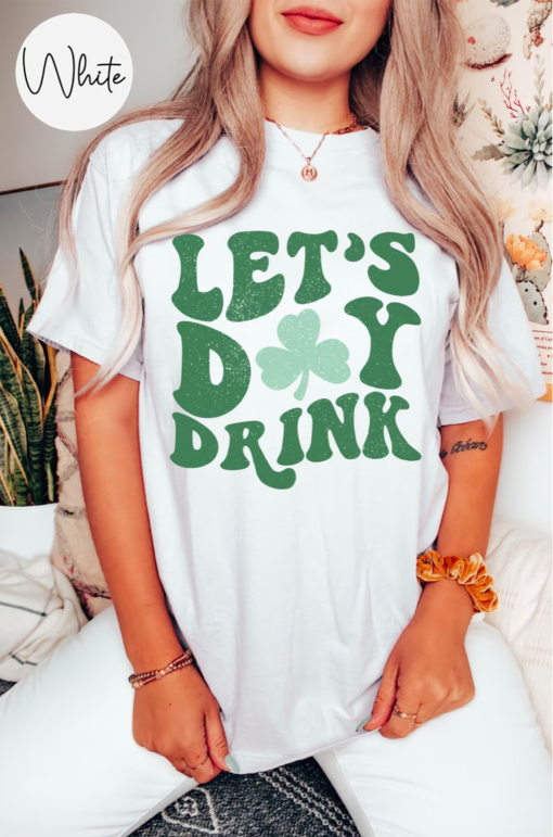 Retro St Patty’s Day Comfort Colors Shirt, Lets Day Drink Shirt, Vintage St Patricks Day Shirt, Day Drinking Shirt, Women’s Lucky Tee Shirt