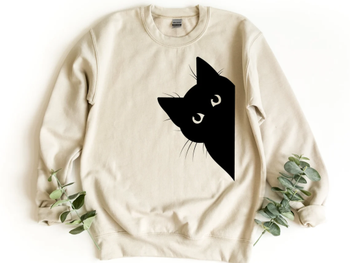 Black Cat Sweatshirt, Cat Lover Sweatshirt, Cat Lover Gift, Cats Hiding Sweater, Gift For Cat Lover