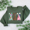 Glitter Easter Bunny Sweatshirt, Easter Sweatshirt Women, Easter Rabbit Crewneck ,Easter Gifts for Her, Spring Pullover, Natural Crewneck