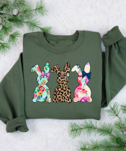 Floral Easter Bunny Sweatshirt, Cute Easter Bunny…