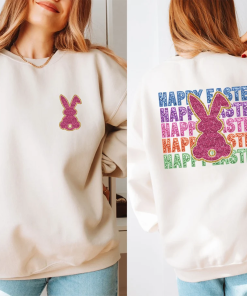 Glitter Easter Bunny Sweatshirt, Easter Sweatshirt Women,…