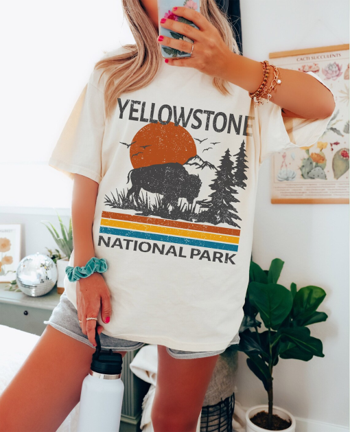 Yellowstone Tee, Yellowstone National Park T-Shirt, Hippie Tee Vintage Inspired T-shirt, Unisex Tee, Comfort Colors T-shirt, Oversized Tee