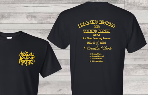 Caitlin Clark shirt, Breaking Records shirt, Iowa Hawkeyes basketball shirt, Iowa women’s basketball t-shirt, Caitlin Clark fan shirt