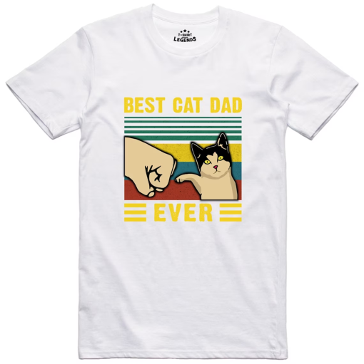 Best Cat Dad Fathers Day Funny Mens T Shirt Regular Fit Gildan Cotton Tee