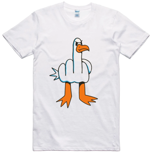 Mens Funny T-Shirt Rude Seagull Design Regular Fit 100% Cotton Tee