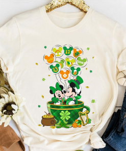 Mickey And Minnie With Irish Balloon Shamrock…