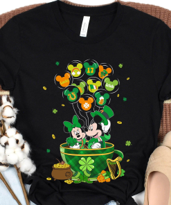 Mickey And Minnie With Irish Balloon Shamrock…