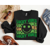 lucky vibes with cute shamrock funny saint patrick’s day unique sweatshirt