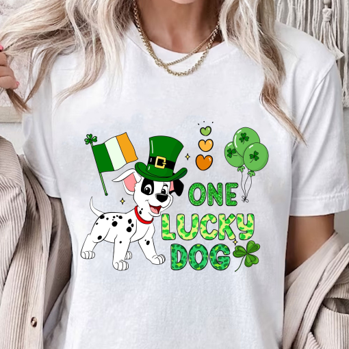 One Lucky Dog Dalmatian Dog Funny St Patrick’s Day Unique T-Shirt