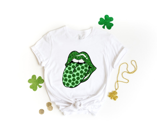 Shamrock Lips Shirt, St. Patrick’s Day Shirt, Cute St Patricks Day Tee, Lips Tongue Cute Patrick’s Day Gift